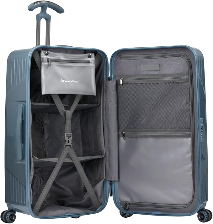 Traveler's Choice Ultimax II Polycarbonate Hardside Luggage with Spinner Wheels, Teal, 28-Inch Medium Trunk