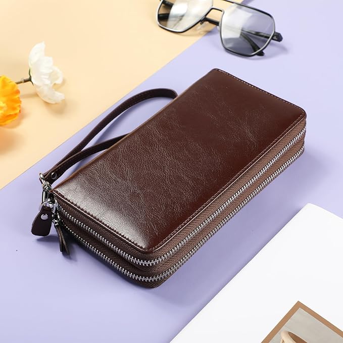 Lavemi Small Compact Women Wallet RFID Blocking Genuine Leather Bifold Purse with ID Windows