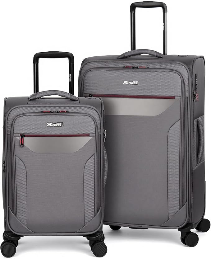 2PCS Set（22in/28in）Softside Luggage Sets w/TSA LOCK,Expandable 20% Luggage w/Spinner Wheels,Upright Spinner Softshell,Lightweight Durable Rolling Travel Luggage Set for Men/Women（Grey,22in/28in）