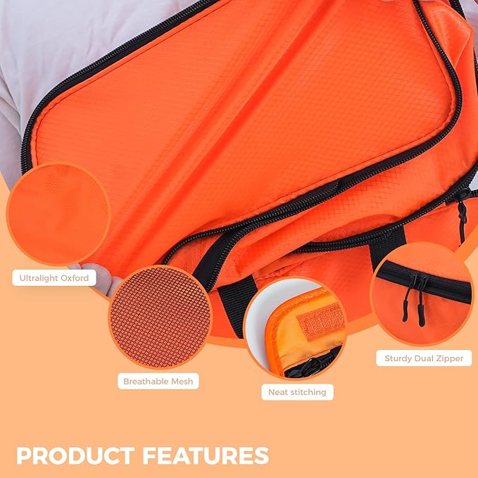 8-Piece Compression Packing Cubes for Travel, Bright & Lightweight Luggage Organizer System for Outdoor Travel & Adventure, Space Save for Backpack, Duffel Bag & Suitcase- Orange