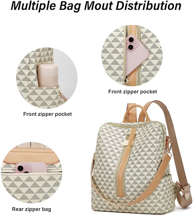 Makes Backpack Purse for Women PU Leather Travel Satchel Handbag Convertible Design Bag with Purse 2 Piece