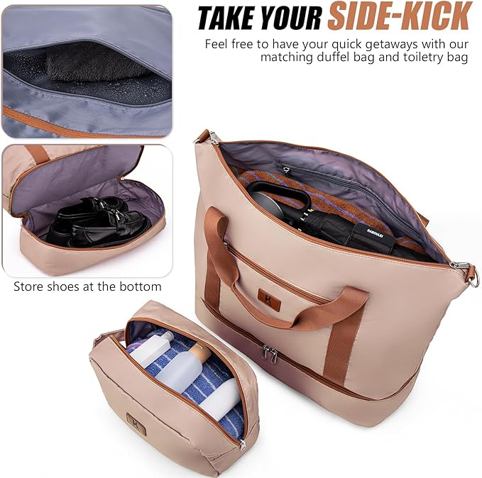 KUNEL Expandable 5 Piece Luggage Sets with Detachable Spinner Wheels and TSA Lock, Unisex Hardside ABS Suitcase Set, Hardshell Lightweight Waterproof Travel Hard Case Suitcases with Wheels, RoseGold