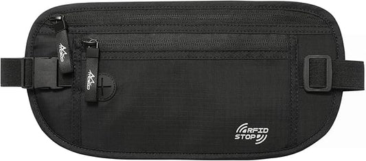 MoKo Secure Travel Money Belt, Undercover Hidden RFID Blocking Travel Wallet, Anti-Theft Passport Wallets for Men Women