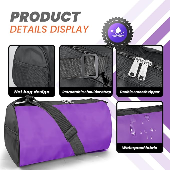 C&F BOGMOST Small Travel Duffel Bag Foldable Waterproof Gym Bag for Gym Beach Swim Bag Men Women Duffle Bags Lightweight Oxford Cloth Sports Bags -Purple