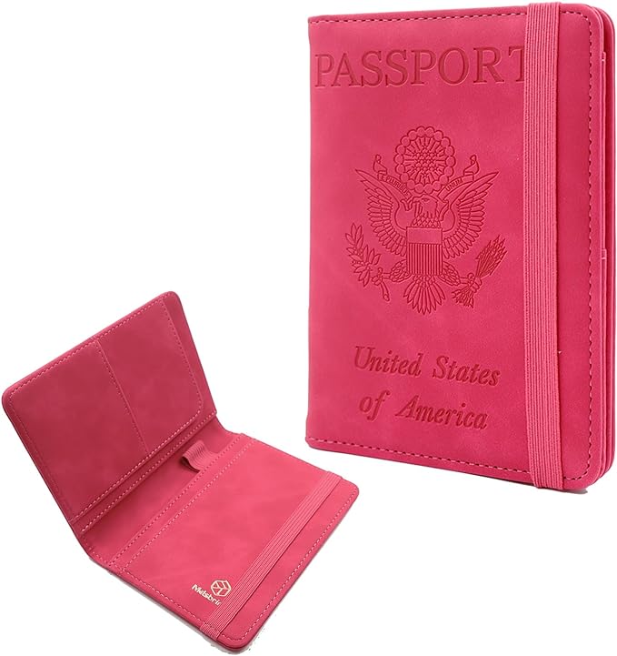 Melsbrinna Premium Leather Passport Holder Covers Case, Waterproof Rfid Blocking Travel Wallet Passport Holder with Pen Holder, Cute Passport Book for Women/Men