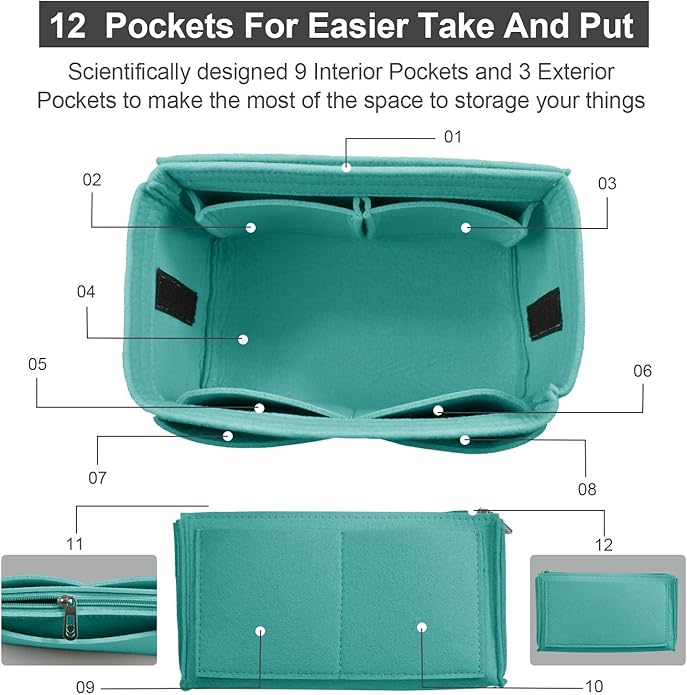 OMYSTYLE Purse Organizer Insert, Felt Tote Bag Organizer Insert with 5 Sizes, Handbag Dividers for Inside Purse, Compatible with Longchamp, Neverful, Speedy and More