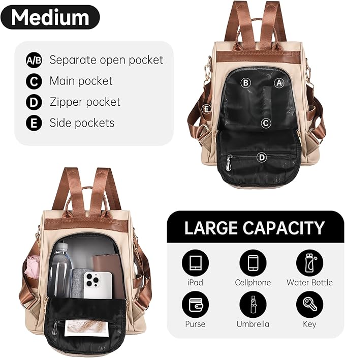 CHERUTY Women Backpack Purse PU Leather Anti-theft Casual Shoulder Bag Fashion Ladies Satchel Bags