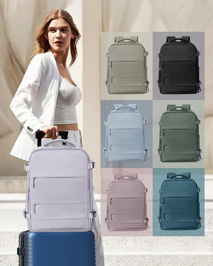coowoz Large Travel Backpack Carry On for Women Man Gym Backpack with Laptop Compartment Mochila de Viaje Teacher Personal Item Backpacks Rucksack Airplane Accessories Must Haves Purple