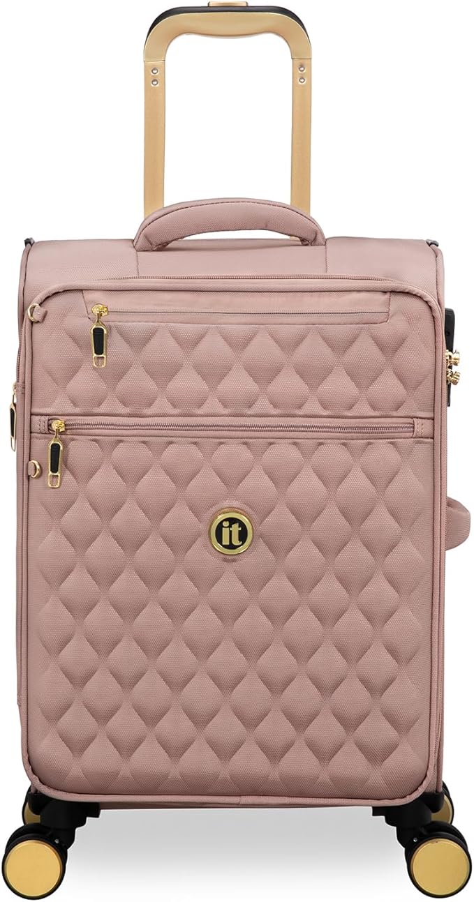 It Luggage Glimmering 22" Softside Carry-On 8 Wheel Expandable Spinner, Mink Gold