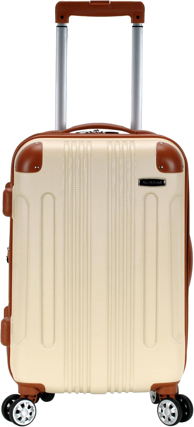Rockland London Hardside Spinner Wheel Luggage, White, Carry-On 20-Inch