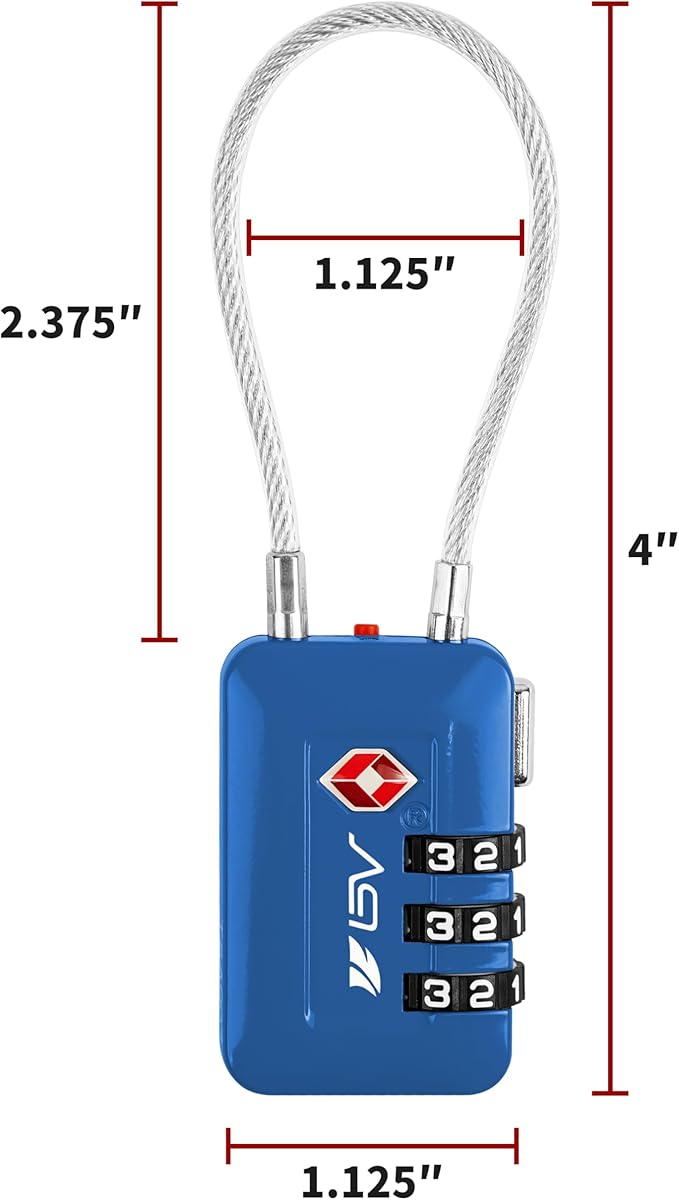 TSA Accepted Luggage Travel Lock, Set-Your-Own Combination Lock for School Gym Locker, Luggage Suitcase Baggage Locks, Filing Cabinets, Toolbox, Case (Blue, 1 Pack)