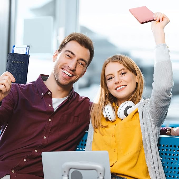 2 Pcs Passport Cover Holder for Travel Waterproof Leather Passport Wallet Case Book Travel Cruise Essentials for Women Men | 2 Pieces, Bridal, Holder, Waterproof, Holder Covers, Travel Wallet