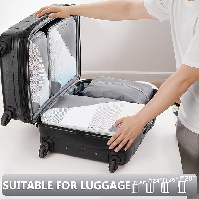 8 Set Packing Cubes for Travel, Gifts for Women Mom,Anti-Tearing Suitcase Organizer for Luggage with Shoe & Hanging Toiletry Bag,OlarHike Vacation Essentials & Accessories for Cruise Ship