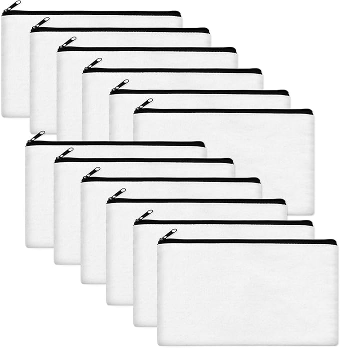 Legigo Blank Canvas Bag Zipper Pouch Makeup Bags Bulk - Multi-Purpose Canvas Pencil Pouch with Sturdy Zipper, Cosmetic Bag Travel Toiletry Bag for DIY Craft Projects, Storage (8.3 x 5 inches)