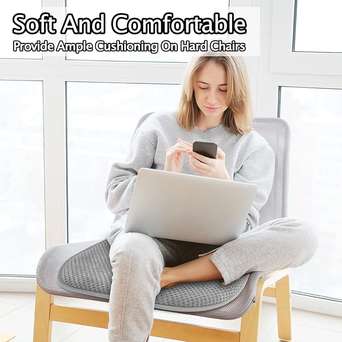 Silver Grey Foam Seat Cushions Kitchen Chairs Pads for Dining Chairs Non Slip Patio Seat Cushions Set of 4 Washable U Shaped Soft Thick Large Metal Wooden Chair Cushions,17" x 15"