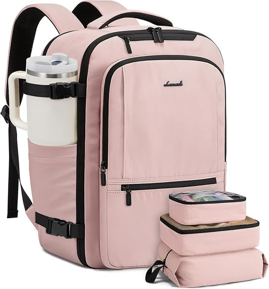 LOVEVOOK Travel Backpack for Women & Men, 60L Large Carry On Backpack Airline Approved, TSA Personal Item Weekender Bag, Laptop Backpacks with 3 Packing Cubes for Travel Essentials, Waist Belt
