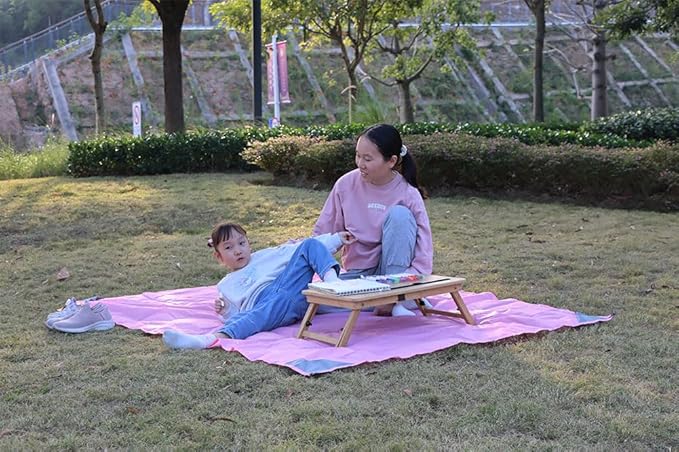 Orga'Neat Pocket Picnic Blanket, Sandproof Lightweight Pocket Camping Tarp, 55″x 79″ Foldable & Fits into Small Bag, Water Resistant Washable Quick Dry Compact Beach Mat for Outdoor Recreation