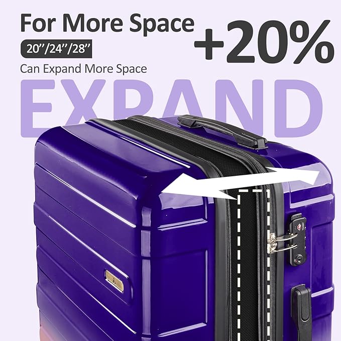 24inch Luggage with Spinner Wheels, Lightweight PC+ABS Hard Shell Suitcases, Expandbale Storage & TSA Aprovel Lock