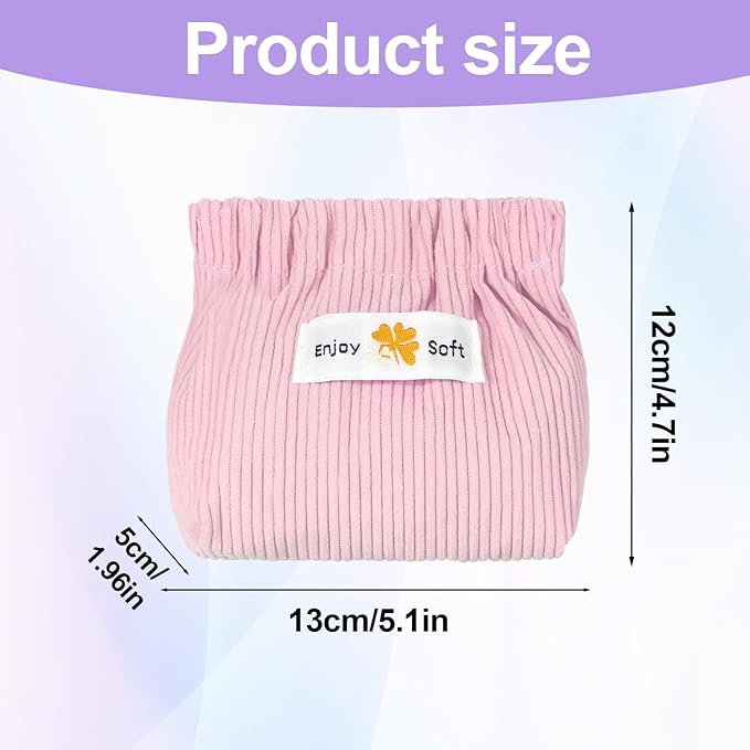 JIEYAO 6Pcs Corduroy Makeup Bags, Elastic Hair Tie Organizer Multicolor Storage Bag Daily Travel Organizer Bag Travel Makeup Pouch Portable Cosmetic Accessories Storage Multipurpose Pouches for Women