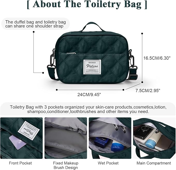 HYC00 Travel Duffel Bag,Carry-on Overnight Weekender Bags for Women,Sports Tote Gym Bag with Wet Pocket