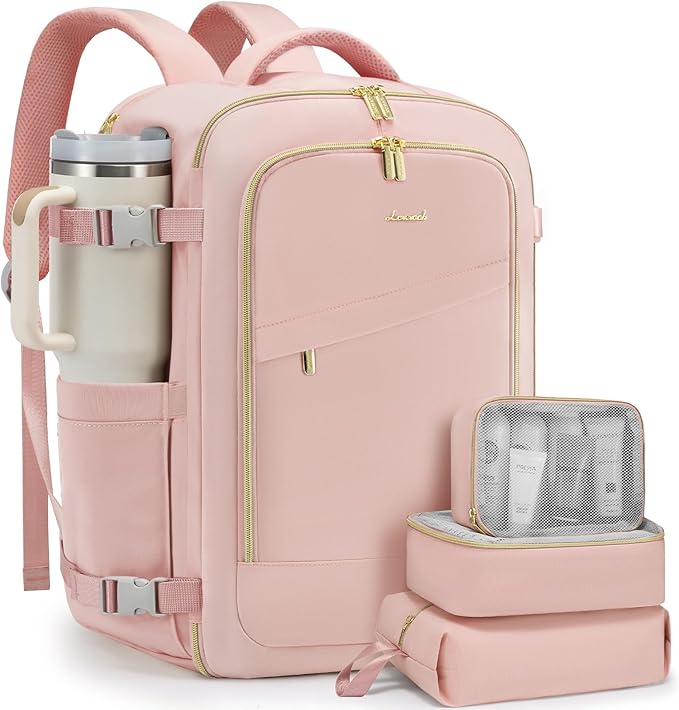 LOVEVOOK Travel Backpack for Women, 40L Carry On Backpack for Airplanes, Personal Item Bag for Airlines Fits 17 inch Laptop, TSA Approved Luggage with 3 Packing Cubes,Waterproof Weekender Gym Backpack