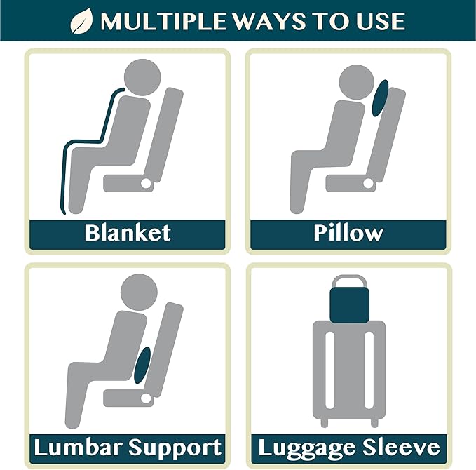 PAVILIA Travel Blanket Airplane Compact with Bag, Small Travel Pillow Blanket for Long Flights, Lightweight Plane Blanket with Luggage Strap, Camping Blanket for Traveler Essentials, Black, 65x40