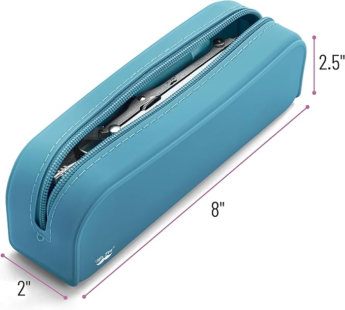 Mr. Pen Silicone Pencil Pouch, Teal Pencil Case, Aesthetic Pencil Bag for Women, Makeup Pouch