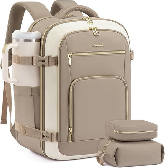 LOVEVOOK Travel Backpack For Women Flight Approved, 50L Carry On Backpack, Personal Item Travel Bag for Airplanes, Business Weekender Fit 18 Inch Laptop, Waterproof Overnight Daypack with 3 Cubes