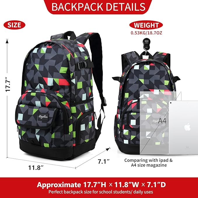 rickyh style School Backpack Travel Bag for Men & Women Lightweight College Back Pack with Laptop Compartmen