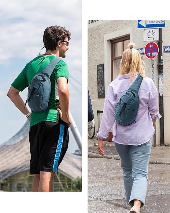 WATERFLY Small Crossbody Sling Backpack: RFID Blocking Anti Theft Sling Bag Travel Daypack Man Woman