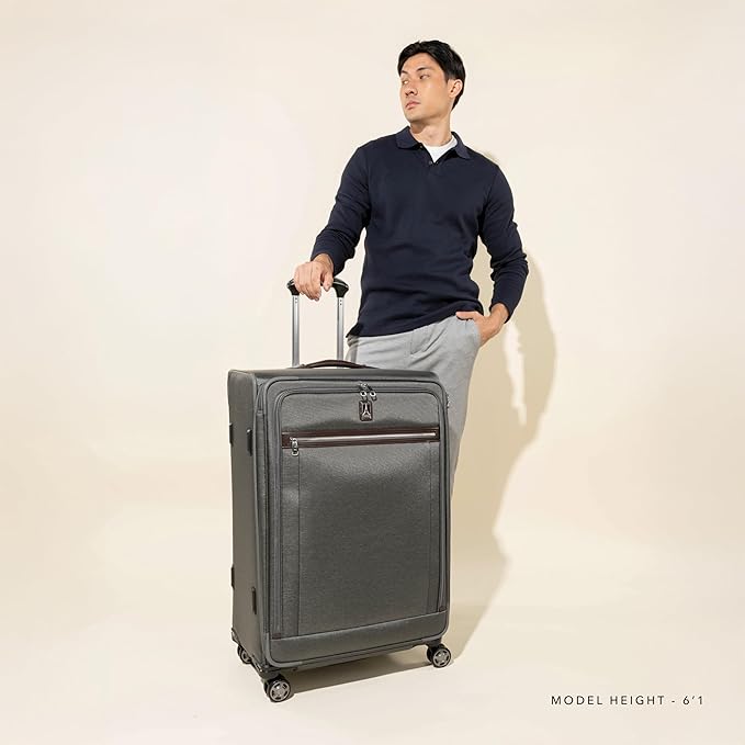 Travelpro Platinum Elite Softside Expandable Checked Luggage, 8 Wheel Spinner Large Suitcase, TSA Lock, Men and Women, Bordeaux Red, Checked Large 29-Inch