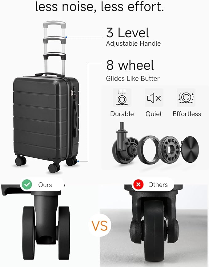Luggage Sets 3 Piece, Expandable Hardshell Suitcase with TSA Lock & Silent Spinner Wheels, Lightweight Hardside Travel Suitcase Set for International Trips (20/24/28 in, Blue)