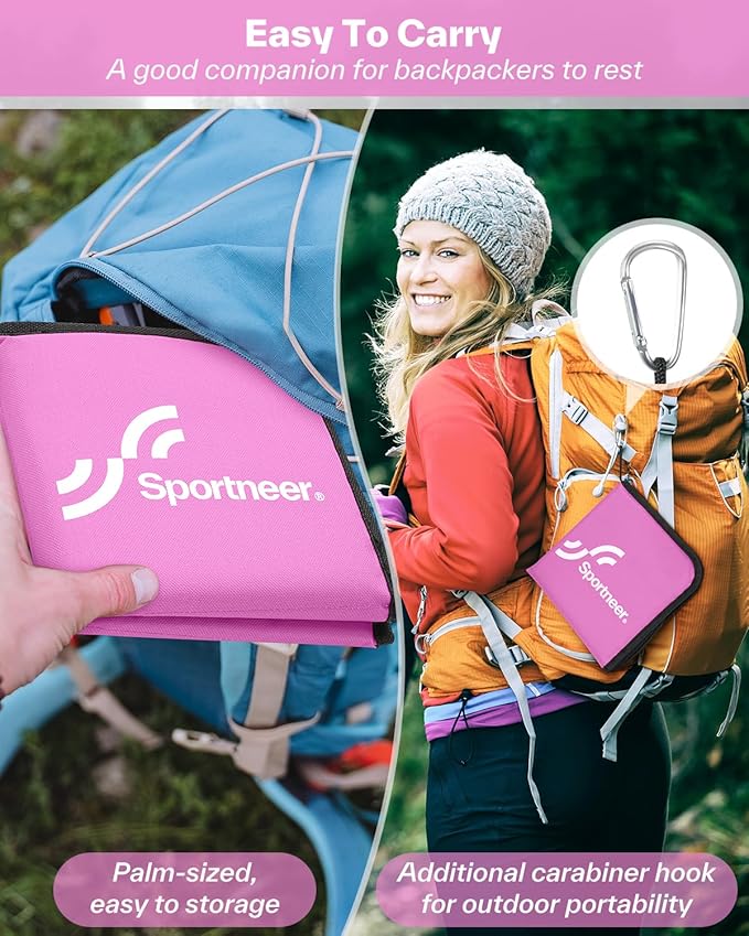 Sportneer Sitting Pad: Lightweight Waterproof Folding Seat Pad for Backpacking, 15.75'' x 15.75'' Portable Camping Seat Mat for Hiking, Picnics Beach & Outdoor Use, 0.13lbs