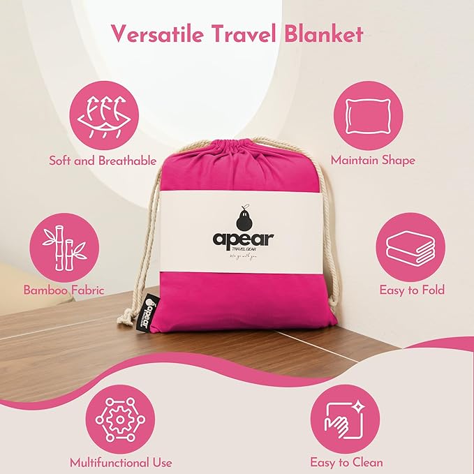 16-in-1 Compact Travel Blanket with Bag – Reversible, Ultra Soft Bamboo Airplane Blanket with Hidden Pocket – Packable for Flights & Travel Essentials (Semi-Weighted, Double Layer)