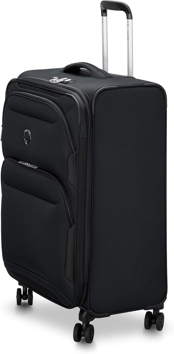 DELSEY PARIS Sky Max 2.0 Softside Expandable Luggage with Spinner Wheels, Black, 2-Piece Set (21/24)