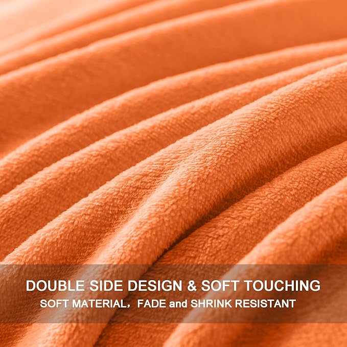 HOZY Soft Twin Size Blanket for All Season Lightweight Thermal Fleece Summer Autumn Fall Winter Spring Blankets for Twin/Twin XL Extra Long Bed Couch Sofa,66x90 Inches,Orange