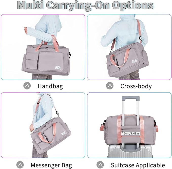 FIORETTO Women's Gym Duffle Bag with Shoes Compartment, 30L Capacity, Ideal for Travel, Gym, Sports, Duffel, Weekender