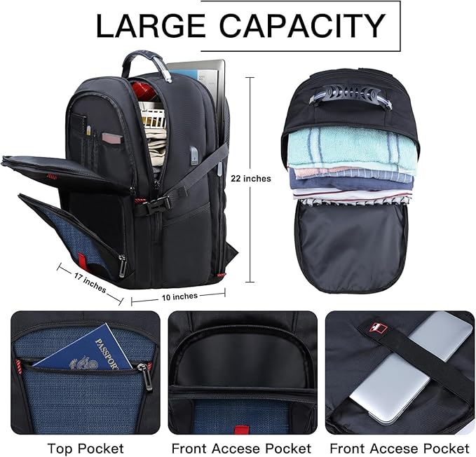 ANTERK Laptop Backpack, 18.4 Inch Laptop Backpacks for Men Women, 55L Anti Theft Water Resistant College Bussiness TSA Airline Approved Work Computer Backpack, Blue