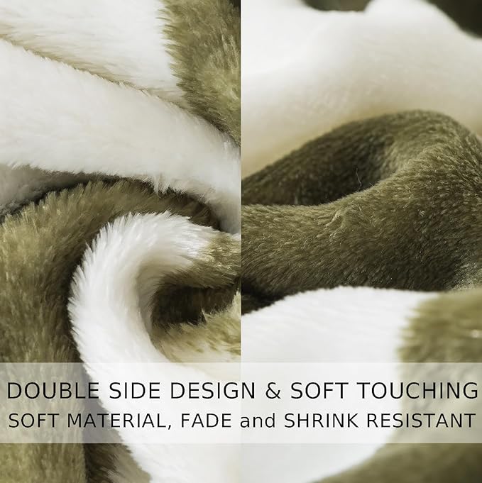 Checkered King Size Blanket,90x108 Inches Sage Green Microfiber Soft Cozy Fluffy Warm Hand Made Throw Blankets for King Calking Bed,Couch, Sofa, Chair, Camping, Picnic,Sage Green