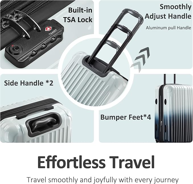 Carry on 20inch Luggage with Spinner Wheels, Lightweight PC+ABS Hard Shell Suitcases, Expandbale Storage & TSA Aprovel Lock