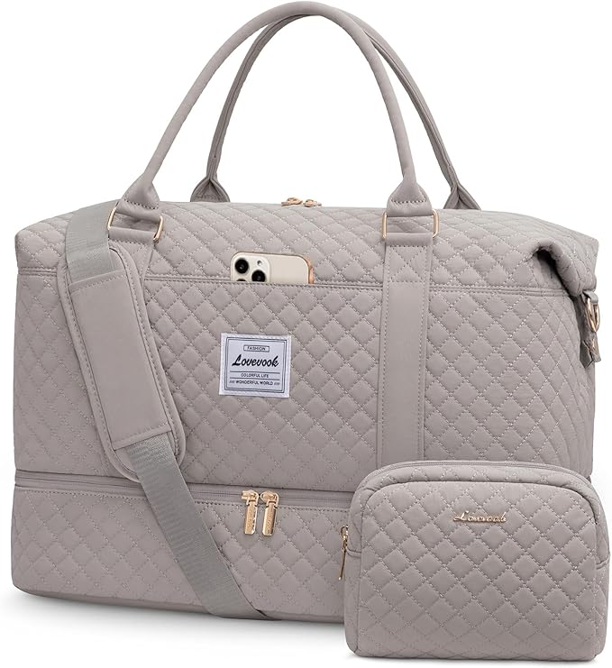 LOVEVOOK Travel Duffle Bag,Weekender Bags for Women with Shoe Compartment，Carry on Overnight Bag with Toiletry Bag,Gym Duffel Bag with Wet Pocket, Hospital Bags for Labor and Delivery