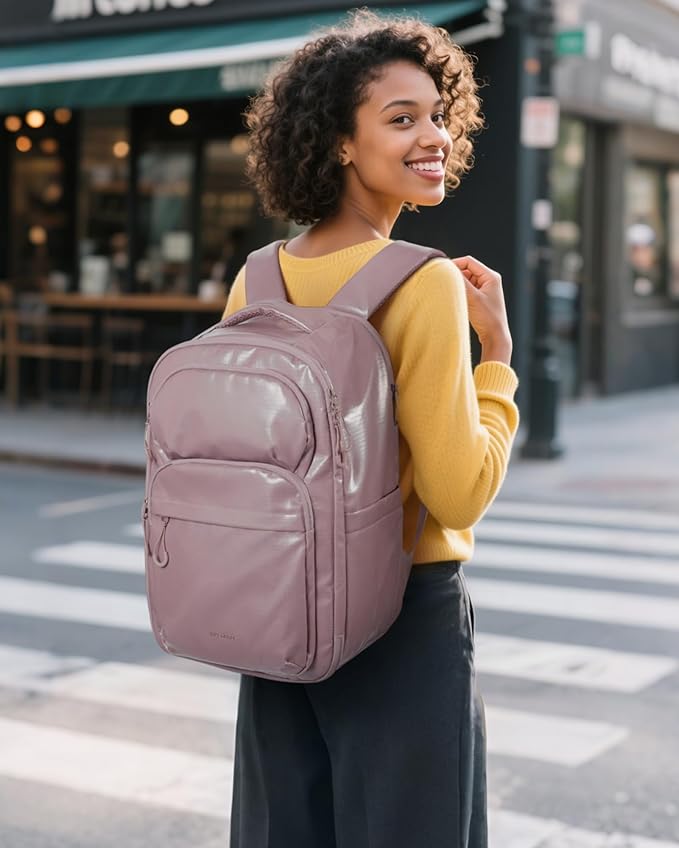 BAGSMART 30L Travel Backpack, 15.6 Inch Carry On Backpack Flight Approved, Water Resistant Weekender Bag Daypack, Camel