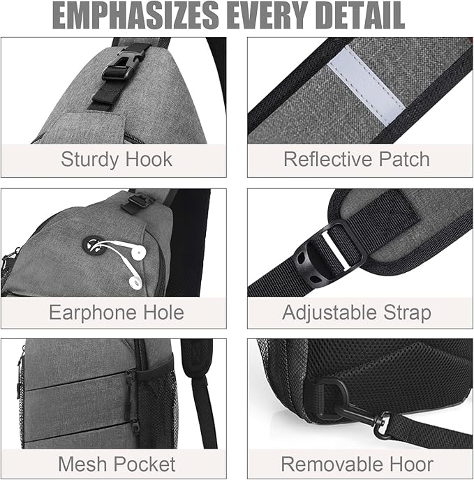 Crossbody Bags for Women Men Trendy Sling Bag Backpack Casual Chest Bag with Convertible Shoulder Strap