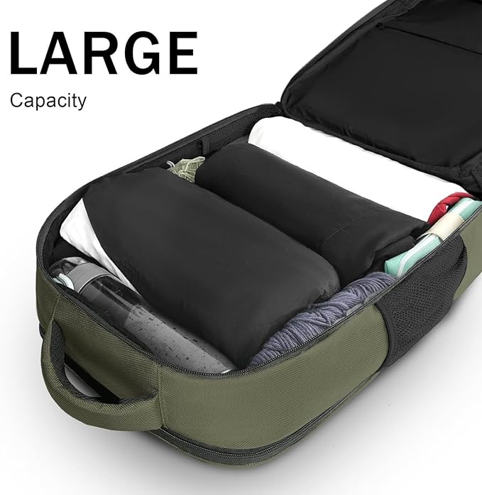 MATEIN Carry on Travel Laptop Backpack, Large Flight Approved Personal Item Travel Backpack with Shoe Compartment, Water Resistant Weekender Overnight Bag Fit 17 Inch Laptop, Green