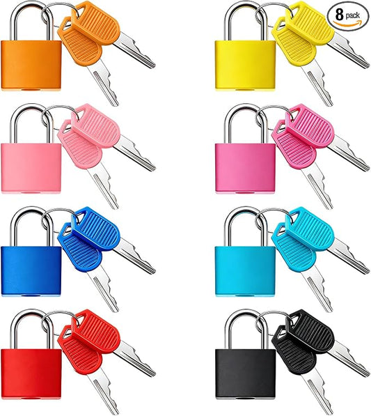 8Pcs 22mm Mini Suitcase Locks, Multicolor Metal Padlock with Key, Plastic-Covered Luggage Locks for Suitcase, Boxes, Backpack, Locker, Laptop Bag