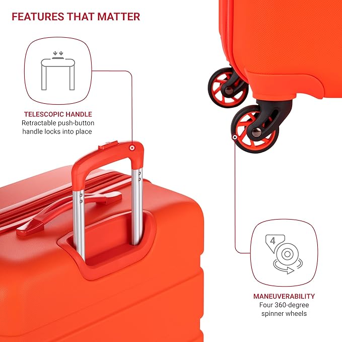 SwissGear 7366 Signature Hardside Expandable Luggage with Spinner Wheels, TSA Lock, Orange, Checked-Large 27-Inch