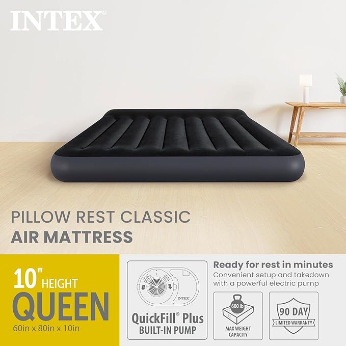 INTEX Dura-Beam Standard Pillow Rest Air Mattress: Fiber-Tech