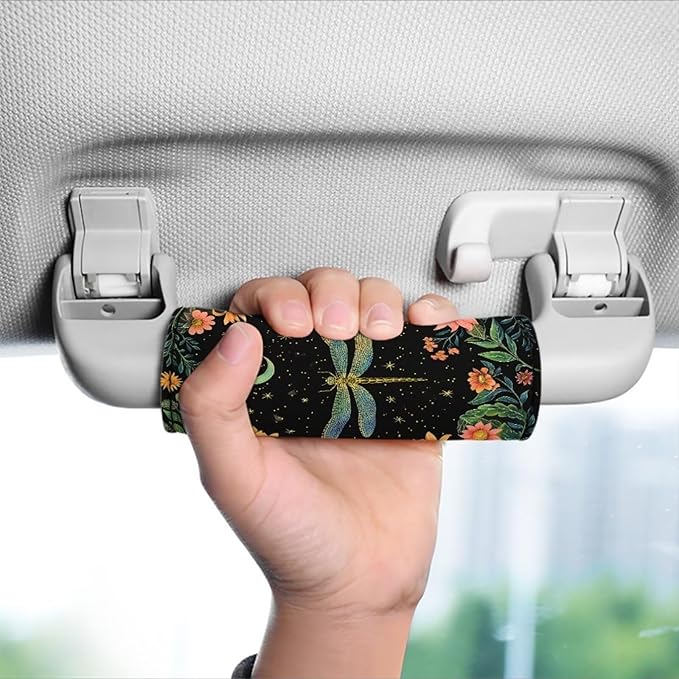 BIGCARJOB Flower Dragonfly Luggage Handle Wrap for Suitcase 2 Pack No-Slip Door Handle Protector Covers Luggage Handles Wrap Grips Personalized Luggage Tags Replacement