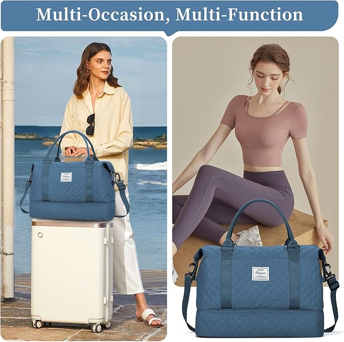 Weekender Bags for Women, Carry on Overnight Weekend Travel Duffel Bag with Shoes Compartment &Toiletry Bag, Personal Item Bag for Travel Business Trips Sport Hospital