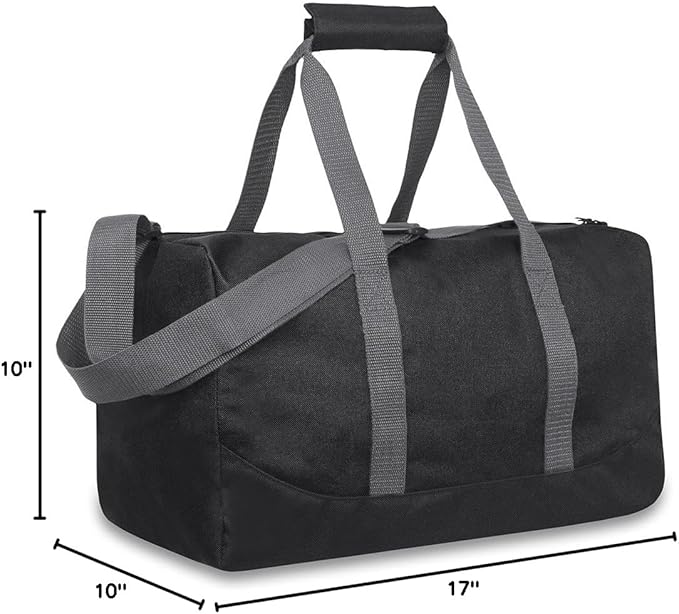30 Liter, 17 Inch Canvas Duffle Bags for Men and Women – Travel Weekender Overnight Carry-On Shoulder Duffel Tote Bags (Black)